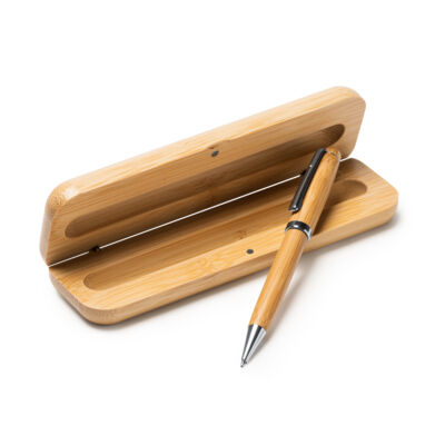 Twist Ball Pen made of bamboo with metallic details Thumbnail