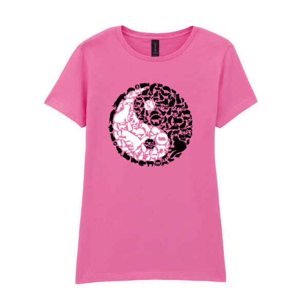 Ying Yang Cats - Softstyle™ women's v-neck t-shirt - Softstyle™ women's ringspun t-shirt Thumbnail