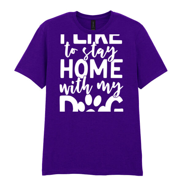 I like to stay home with my dog - Softstyle™ adult ringspun t-shirt Thumbnail