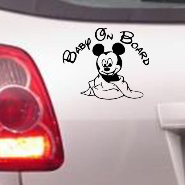 Baby On Board Mickey  - Car Bumper Sticker Thumbnail