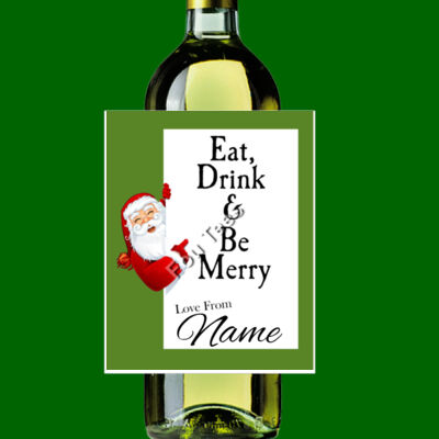Customisable - Eat Drink & Be Merry - Sticker Bottle Label Thumbnail