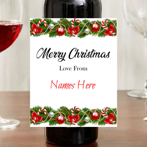 Merry Christmas From - Wine Bottle Sticker Thumbnail