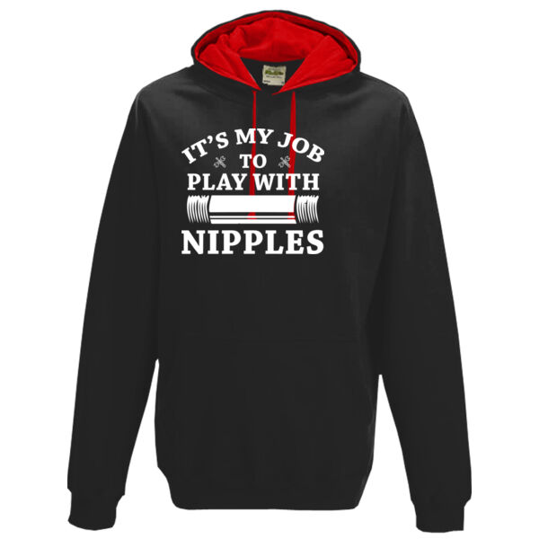 Its My Job To Play With Nipples  - Varsity hoodie Thumbnail