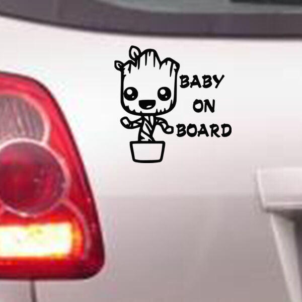 Baby on Board (Baby Groot) - Car Bumper Sticker Thumbnail